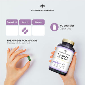 Collagen Supplements for Woman, with Retinol & Hyaluronic Acid, Ceramides and Niacin | Skin Care, Anti-Wrinkle and Anti-Aging Effect, Marine Collagen Innovative Formula | 90 Vegetable Capsules