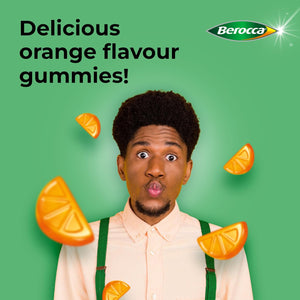Berocca Immuno Multivitamin Gummies - Immune System Support Including Vitamin D, C, A, B-Complex (B6, B7, B12), E and Zinc - Supplement for Women, Men and Kids - 60 Gummies - Orange Flavour