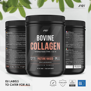 Grass Fed Collagen Protein Powder 400G - Type I & III Pasture Raised - Bovine Hydrolysed Collagen Peptides - Unflavoured – by Alpha01