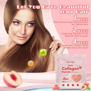 180 Marine Collagen Gummies 1500Mg, Hydrolyzed Collagen Peptides for Women & Men, Type I, II, & III, Biotin, Hyaluronic Acid & Vitamin C, Advanced Skin Support & Hair Growth, 2 Month Supply