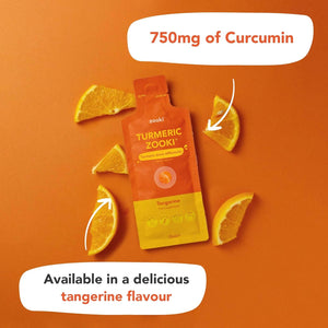 Zooki 750Mg Liposomal Curcumin from Turmeric Liquid Sachets | 4X Higher Absorption | Vegan, Allergen Free, Natural Ingredients | (Tangerine Flavour, 14 Servings)