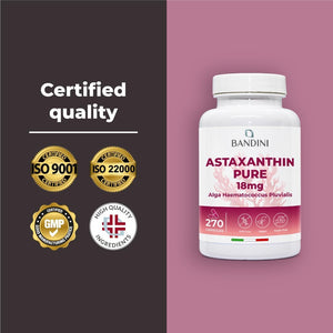 Bandini® Pure Astaxanthin 18 Mg | 270 High Strength Capsules | 9 Months Supply | Powerful Antioxidant from Haematococcus Pluvialis Algae | Astaxantine Supplement, Magnesium Stearate & Gmo-Free | Vegan