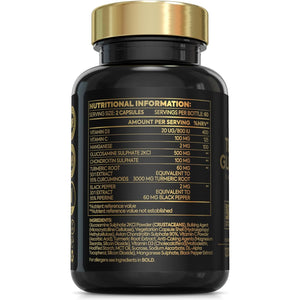 7-In-1 Turmeric and Black Pepper Capsules W/Glucosamine and Chondroitin High Strength | Made in the UK | High Absorption Tumeric Supplement | Glucosamine Sulphate & Turmeric Tablets | 120 Capsules