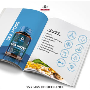 High Strength Sea Moss 4000Mg Capsules (180 Count) - Natural Source of Iodine - Wild Harvested - Vegan Friendly (3 Months Supply) - GMO Free, Gluten-Free, Made in the UK