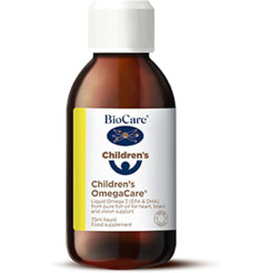Biocare Children'S Omegacare | Liquid Omega 3 Fish Oil for Heart, Brain & Vision Support | Orange Flavoured - 75Ml