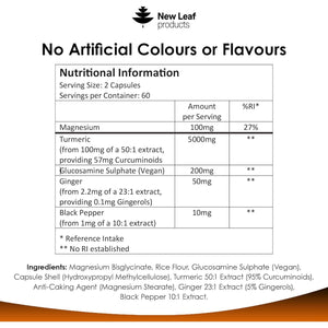 Turmeric 5-In-1 Complex - 5000Mg Turmeric Capsules High Strength Enriched with Magnesium & Glucosamine Sulphate - Added Ginger Capsules + Black Pepper, 95% Curcumin Supplement - Vegan Supplement