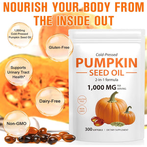 1000Mg Pumpkin Seed Oil Capsules – Cold Pressed Pumpkin Seed Oil – 300 Softgels (1)