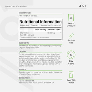 Bitter Melon Extract 16,500Mg (Karela) – 60 Vegan Capsules (2 Months Supply) – Resealable and Recyclable Pouch by Alpha01 (Natural)