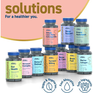 Applied Nutrition - Solutions - Shilajit, Lion’S Mane & Ashwagandha - High Strength Nootropic & Adaptogen Blend - Mental Clarity, Stress & Energy Support - 60 Capsules - 30 Servings