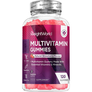 Multivitamin Gummies for Women & Men - 13 Ingredients - 120 Gummies - 2 Months Supply - Natural Strawberry Flavour - Vitamins & Minerals like Vit C, D3, B6, B7, B12 & Zinc - Vitamin Gummies for Adults