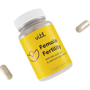 Vitl Female Fertility Supplement - 30 Vegan Capsules - Includes Folic Acid, Vitamin B12 & Zinc - Formulated with 17 Essential Nutrients & Vitamins - Conception Support for Women - 1 Month Supply