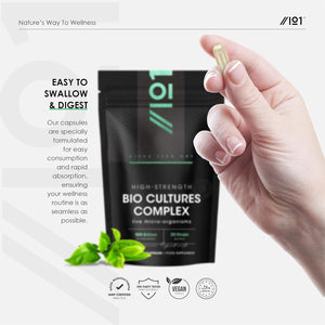 Bio Cultures Complex Probiotics - 100 Billion CFU - 20 Live Bacterial Cultures - 60 Vegan Capsules for Women & Men - Lactobacillus Acidophilus, Gasseri, Rhamnosus & Reuteri - by Alpha01
