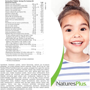 Naturesplus Animal Parade Gold Children’S Multivitamin - Animal Shaped Chewable Multi for Kids - Assorted Flavours - Vegan, Gluten Free - 120 Chewable Tablets