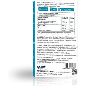 Magnesium Glycinate 4 in 1 Complex with Vitamin B6 + D3 + Zinc | High Strength 28 Vegetarian Capsules | Magnesium Supplement with Bisglycinate + Malate + Oxide + Citrate