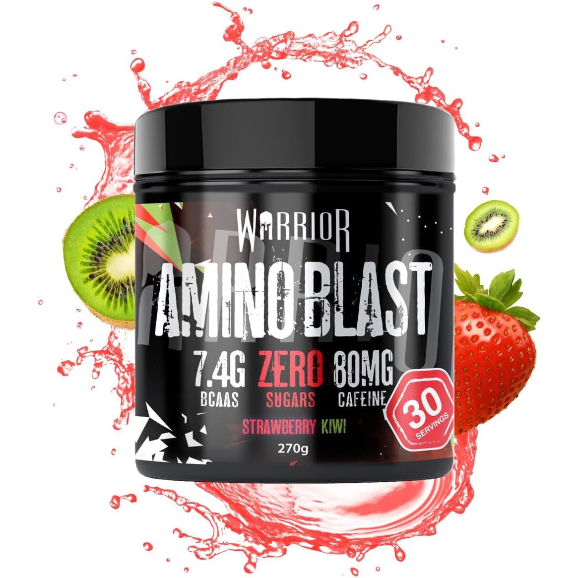 Warrior Amino Blast 270G – BCAA Powder – Branched Chain Amino Acids Supplement, Intra Workout & Recovery, Energy Drink – 30 Servings (Strawberry Kiwi)