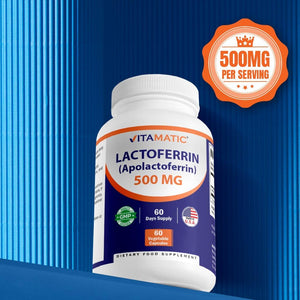 Vitamatic Lactoferrin 500Mg (Apolactoferrin), 60 Vegetable Capsules - Promotes Healthy Immune Function*