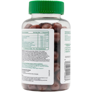 Chewy Vites Adult Night Support, 60 Non-Melatonin Gummies with 5-HTP, Magnesium, Theanine, Chamomile, Lavender, Herbal Night Time Gummies, 1 Months Supply, Berries Flavour