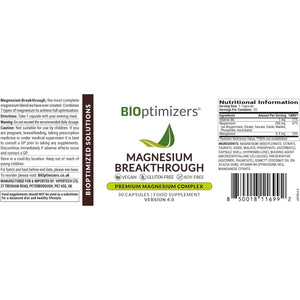 Bioptimizers Magnesium Breakthrough Supplement 4.0 | 7 Forms of Mg: Glycinate, Malate, Citrate, and More | Natural Support for Sleep and Cognitive Function | Calming Vitamins Complex | 30 Capsules