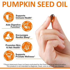Pumpkin Seed Oil Capsules | Cold Pressed |300 Softgels Supports Hair, Pumpkin & Seed Oil 2 in 1 for Hair Growth | Non-Gmo-100 Day Supply