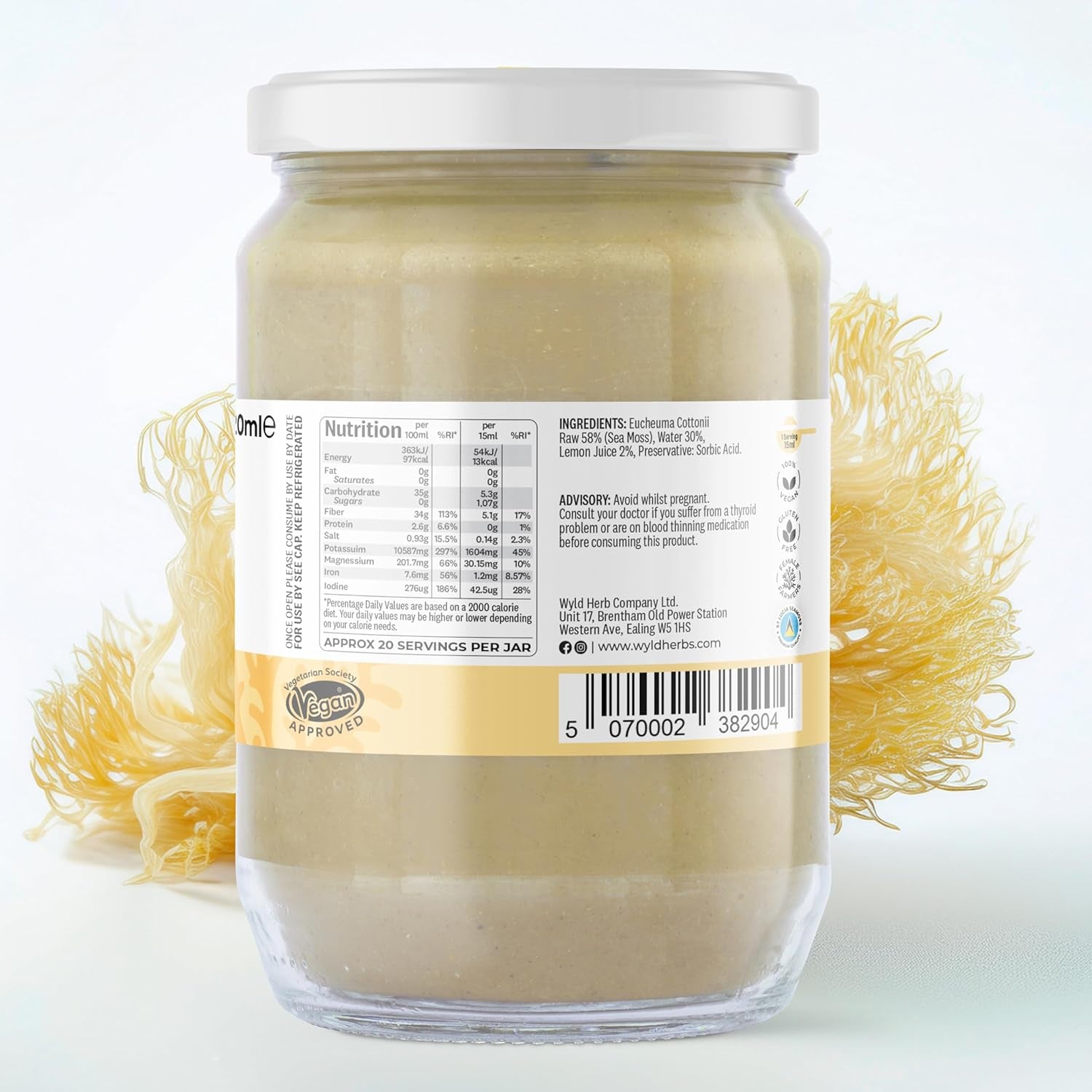 Wyld Herbs All-Natural Organic Sea Moss Gel | 100% Wildcrafted Dr Sebi Sea Moss | Superfood Rich in Minerals, Proteins & Vitamins - Vegan & Gluten Free Sourced from the Caribbean 720ML