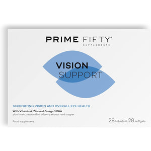 Prime Fifty Vision Support Eye Vitamins – Lutein & Zeaxanthin Supplement with Vitamin A, Zinc & Omega 3 DHA – Eye Care Lutein Supplement to Support Vision for over 50S