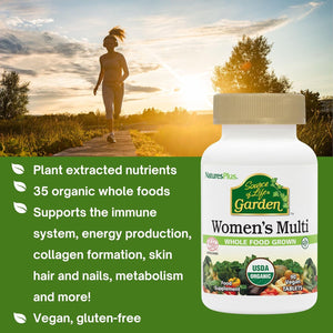 Naturesplus Source of Life Garden Organic Women’S Multi - Vegan Multivitamin for Women - Energy, Immune Support - Iron, Methyl B12, Biotin, Maca, Cranberry - Vegan, Gluten Free - 90 Tablets