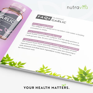 Premium Garlic Capsules - Odourless High Strength 15,000Mg - 180 Soft Gel Capsules of Deodourised Cold Pressed Garlic Oil from Allium Sativum – 6 Month Supply - Made in the UK by Nutravita