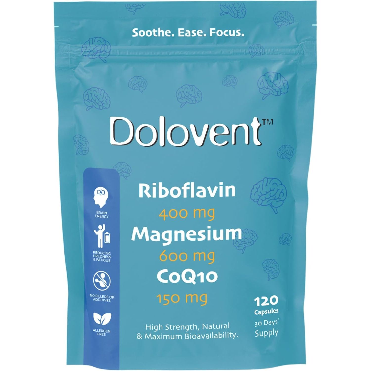 Dolovent - Contributes to the Normal Function of the Nervous System, a Reduction in Tiredness & Fatigue and Normal Psychological Function
