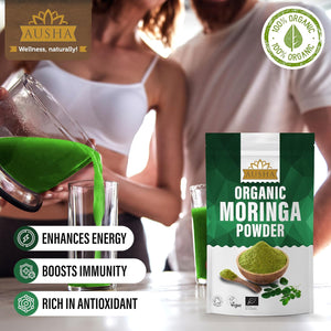 Ausha Organic Moringa Leaf Powder 500G - UK Certified Organic by Soil Association