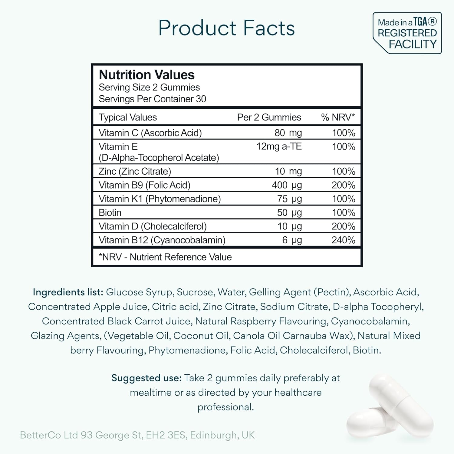 Bettervits Pregnancy Support Gummies | Pregnancy Vitamins for Women with Folic Acid & Vitamin B12 | Complete Multivitamins Complex C, D, E & Zinc | Pre and after Support - 60 Berry Gummies