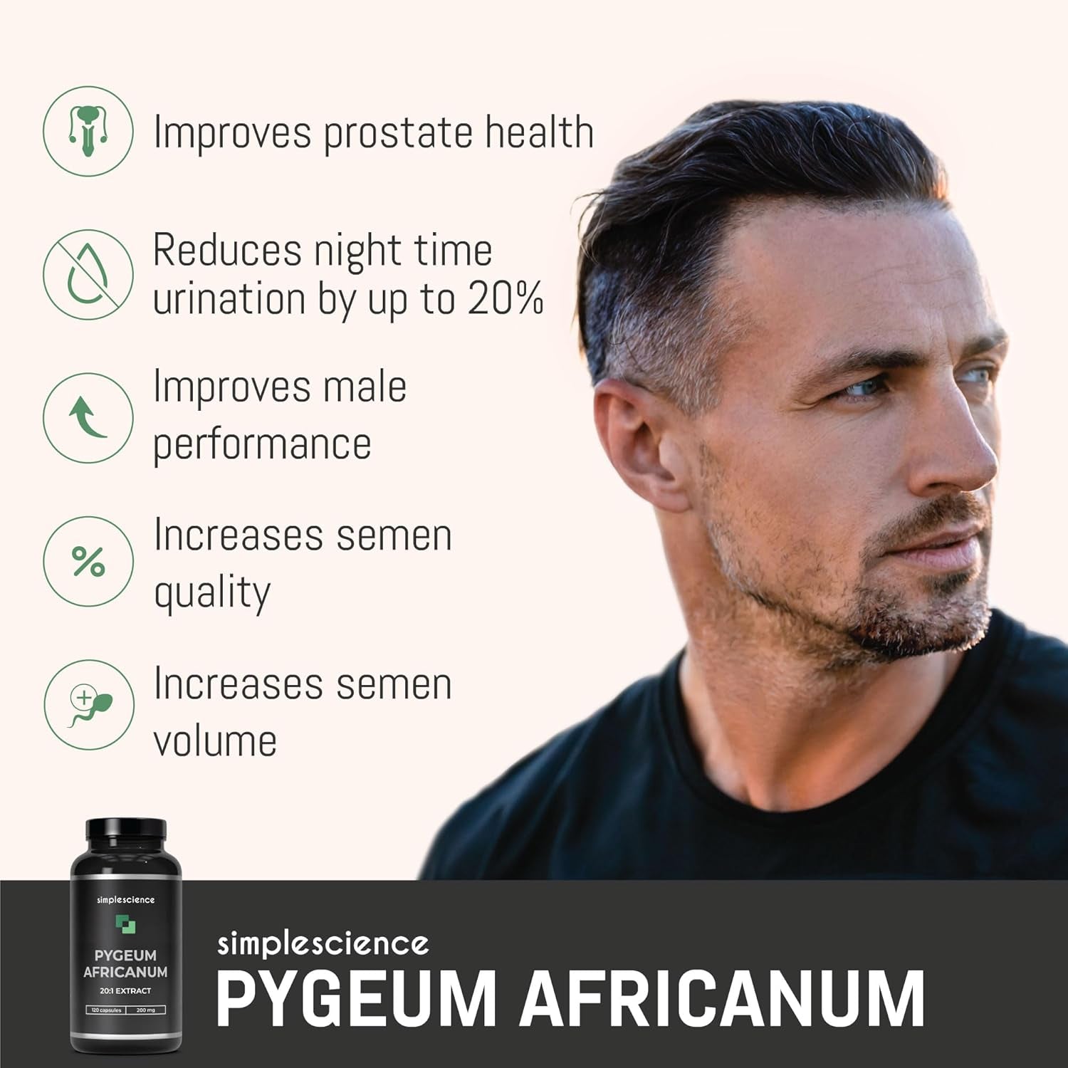 PYGEUM AFRICANUM 4,000MG Equivalent | 120 Capsules | 200MG of 20:1 Extract | 13% Phytosterols | Lab Tested | Prostate Health Supplement | 100% Natural and Non-Gmo