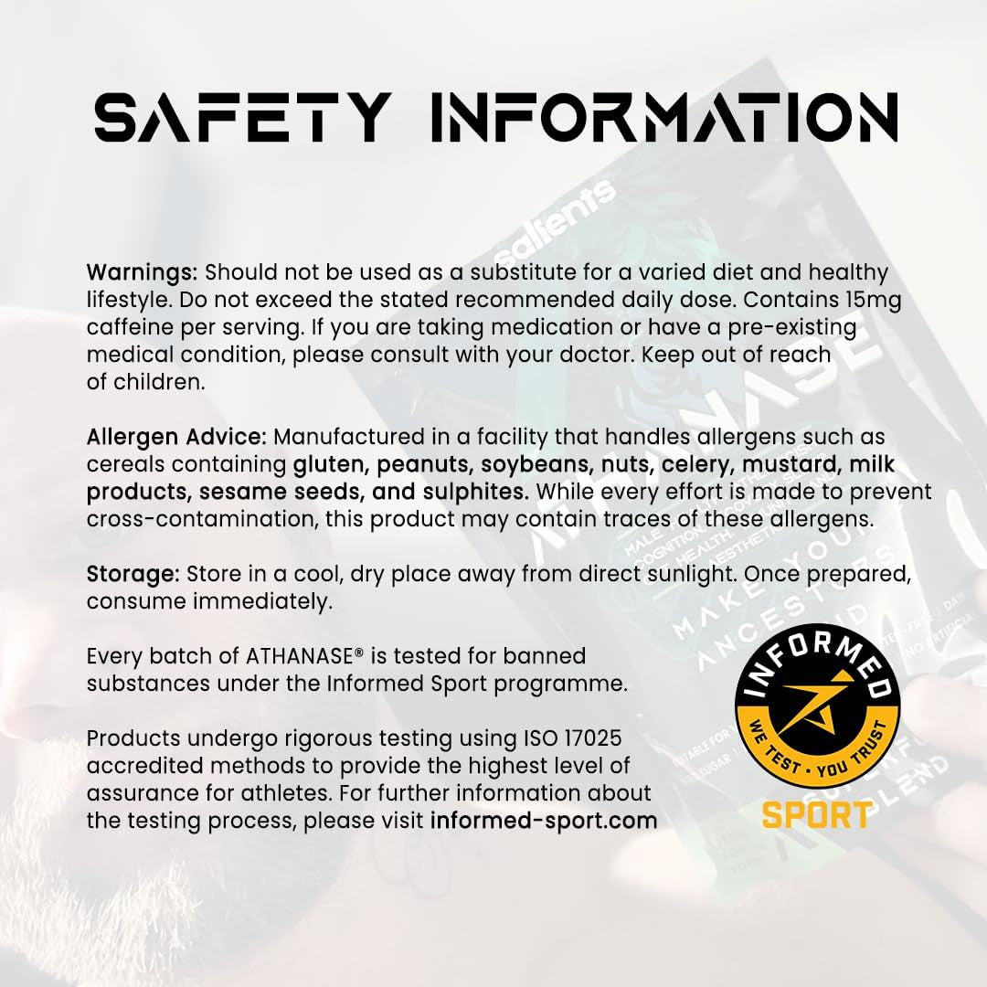 SALIENTS® ATHANASE® | Men'S Super Greens Powder | Superfood Powder Blend | Includes Maca Root, Guarana, Ashwagandha, Lions Mane, Shilajit, Fenugreek & More | 250G & 50 Servings | UK