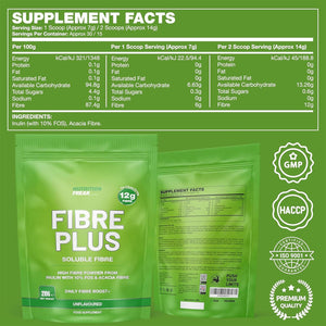 Soluble Fibre Powder Supplement 210G - Prebiotic Soluble Fibre Powder from Multiple Sources - 12G Fibre per 2 Scoop Serving - Fibre Supplement for Men & Women UK Made