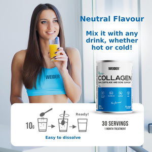 Weider Collagen. with Hyaluronic Acid, Magnesium and Vitamin C. 100% Peptan. Zero Fat. Sugar Zero. Keto.