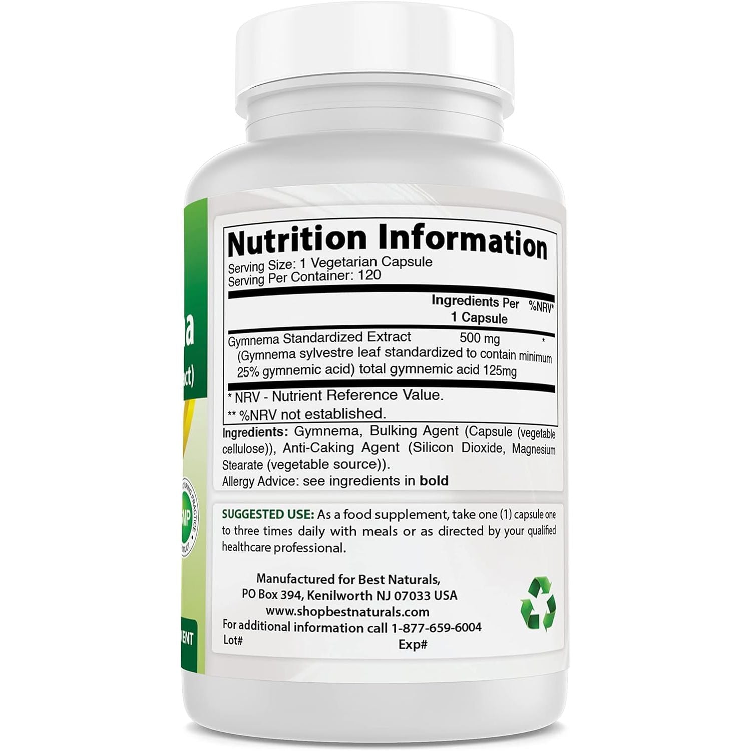 Best Naturals Gymnema Sylvestre Leaf 500 Mg 120 Capsules