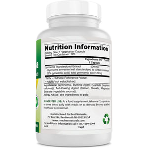 Best Naturals Gymnema Sylvestre Leaf 500 Mg 120 Capsules