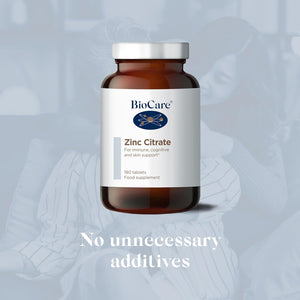Biocare Zinc Citrate - for Immune & Skin Support - 180 Tablets
