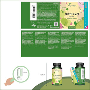 Vegavero Olive Leaf 7500 Mg | Highest Strength 40% Oleuropein | 15:1 Extract from Spanish Olive Leaves | NO Additives, Lab-Tested | 90 Capsules | Vegan