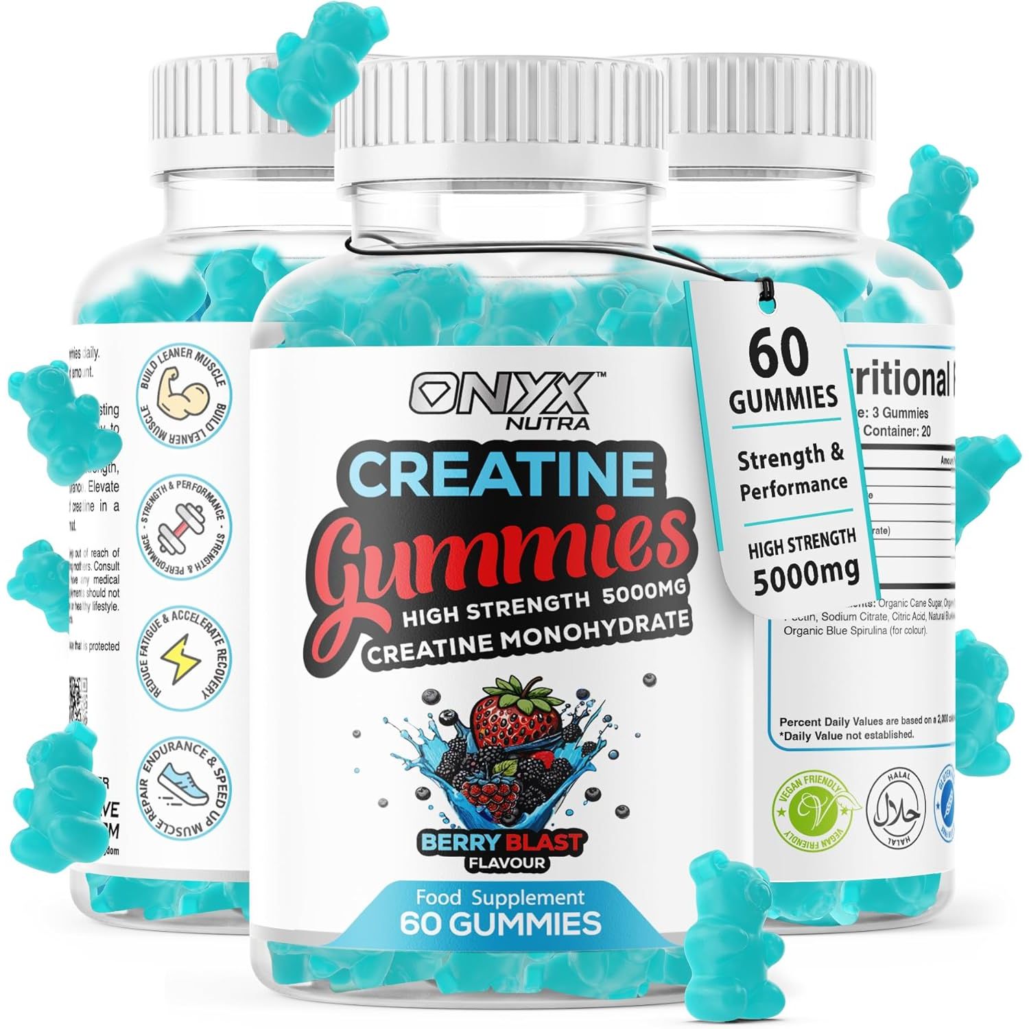 Creatine Monohydrate Gummies 5000Mg - Workout Gym Supplement - 60 Creatine Gummies