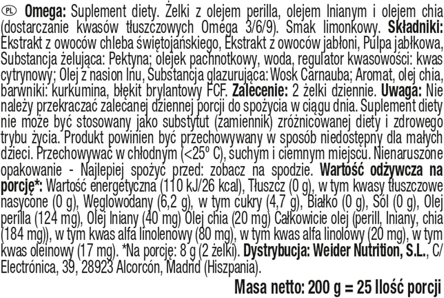 Weider Omega Gummies (50 Gums) Lime Flavour, with Vegan Omega 3-6-9 from Chia and Lax Seed Oil, Gluten Free, No Added Sugar