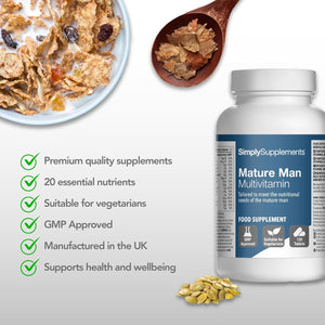 Multivitamins for Mature Men | 20 Essential Nutrients & Specialist Ingredients | Supports Overall Health & Wellbeing | 120 Tablets - 4 Months' Supply | Manufactured in the UK