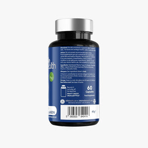 Edible Health Hydrolysed Type II Marine Collagen Capsules – 1025Mg Type II Collagen with Hyaluronic Acid & Vitamin C, High-Strength Skin & Joint Health Supplement for Women & Men – 60 Capsules