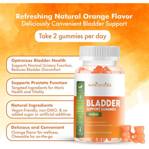 Bladder Support Supplement- 4000Mg Pumpkin Seed Oil Extract Gummies to Help Support Healthy Bladder Function & Prostate Health- Orange Flavour, Vegan, Non-Gmo Bladder Control Tablets