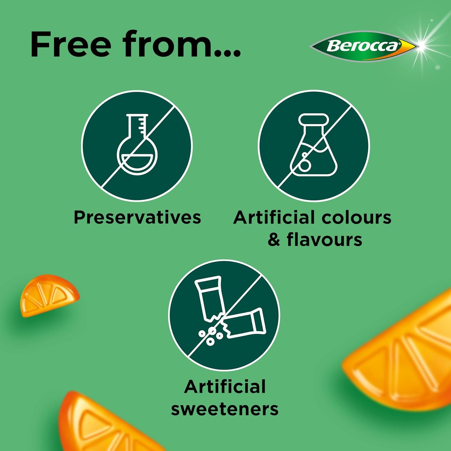 Berocca Immuno Multivitamin Gummies - Immune System Support Including Vitamin D, C, A, B-Complex (B6, B7, B12), E and Zinc - Supplement for Women, Men and Kids - 60 Gummies - Orange Flavour