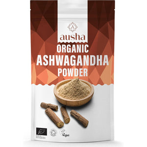 Ausha Organic Ashwagandha Powder 500G | High Strength - UK Certified Organic by Soil Association - for Stress and Anxiety Relief, Energy, Sleep Aid - Whole Ashwagandha Root Used