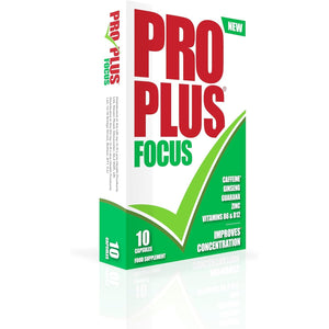 Pro plus Focus 10 Capsules - Caffeine - Ginseng - Guarana - Zinc - Vitamins B6 & B12