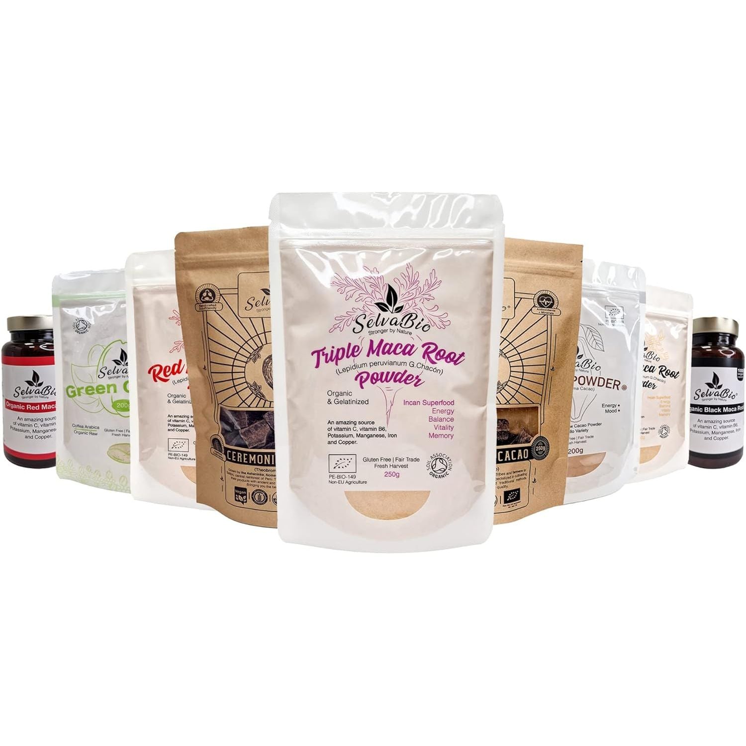 Triple Maca Root Powder, Organic Gelatinized, Certified, 250G from Peru, Women Hormonal Balance or for Men Prostate Support, by Selvabio.