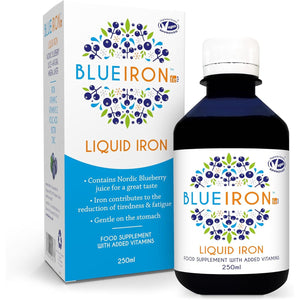 Blueiron Liquid Iron Supplement with Nordic Blueberries + Vitamin C, Vitamin B12, Folic Acid, Biotin and Zinc | 250Ml | Suitable for Vegans | Easily Absorbed and Gentle on the Stomach