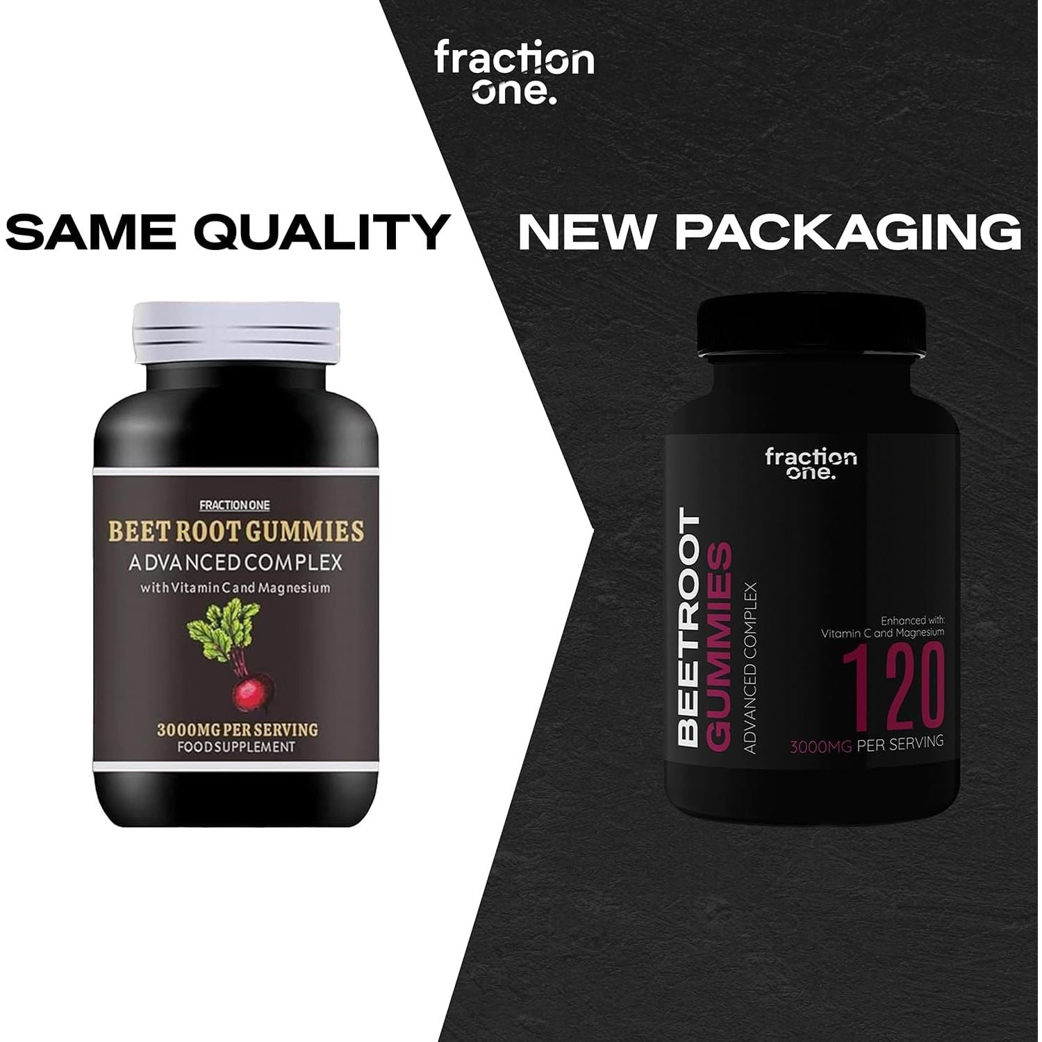 Fraction One Beetroot Gummies – 120 Gummies – 3000 Mg per Serving, 5:1 Extract - Enhanced with Vitamin C and Magnesium – Supports Blood Pressure, Vegan, Nitric Oxide Supplement – 60 Days Supply