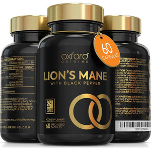 Advanced Lions Mane Mushroom 2400Mg - 60 High Strength Vegan Capsules - Lions Mane Supplement with Black Pepper - Lion'S Mane Mushroom Supplement (Not Lions Mane Powder or Tablets) Made in the UK